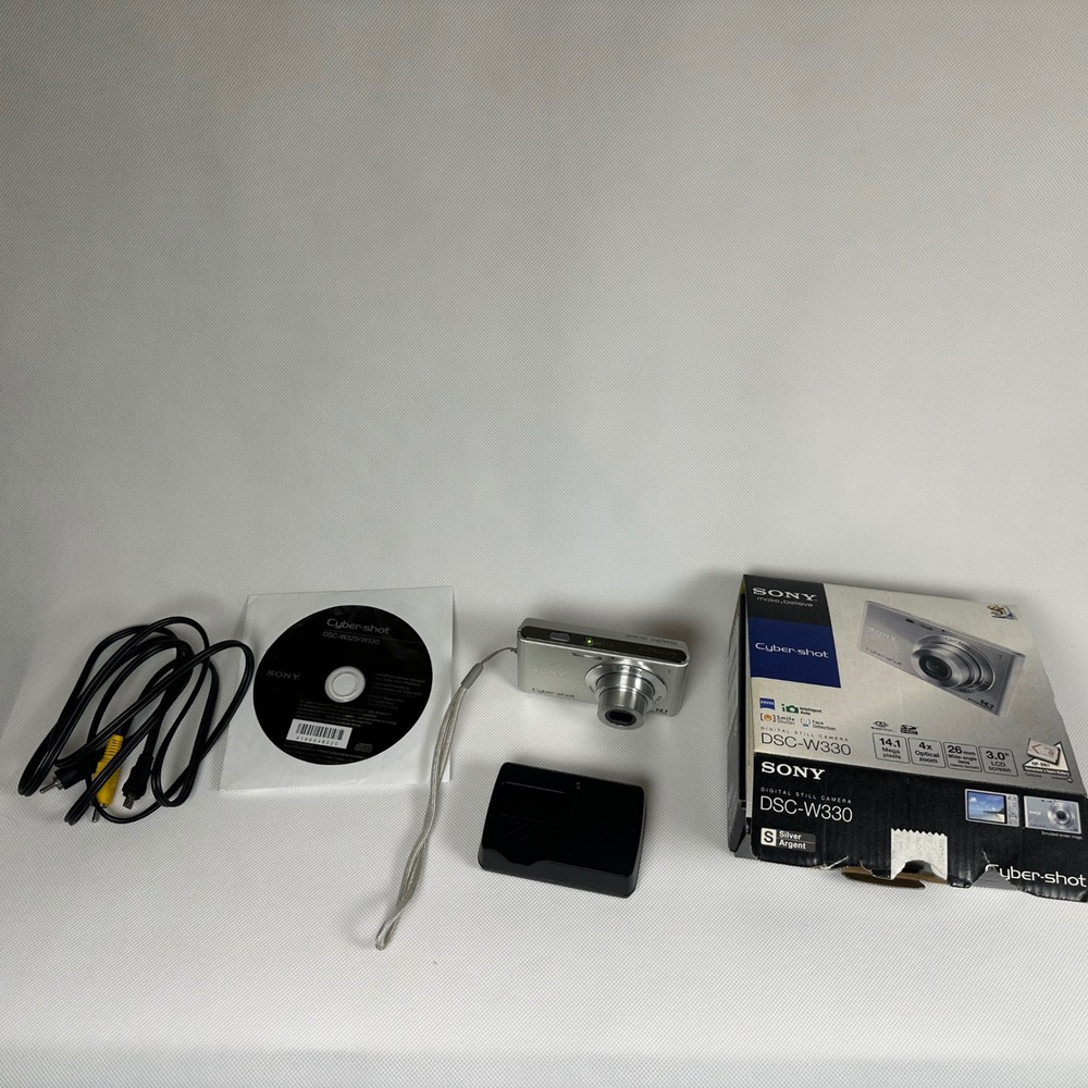 Sony Cyber-shot DSC-W330 14.1MP Digital Camera Silver 4x Zoom Bundle Boxed Works - Picture 2 of 15